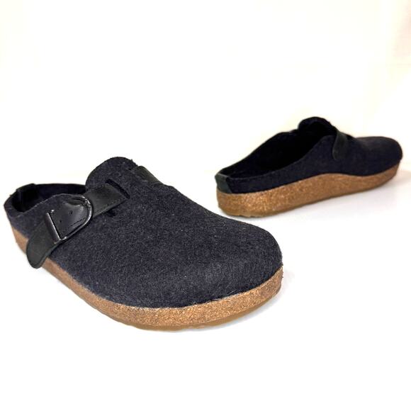 HAFLINGER GZB Felt Wool Clogs Women's 8.5/EU 39 Leather Buckle Comfort Granola - Picture 11 of 11